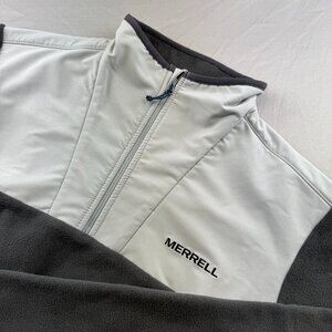 Merrell Fleece Softshell 1/4 Zip Pullover Jacket Gray Two Tone Men's Medium Cozy